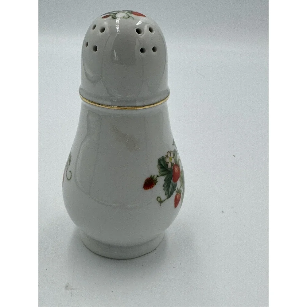 Vintage Avon Porcelain Sugar Shaker Strawberry Flower 22K gold trim
